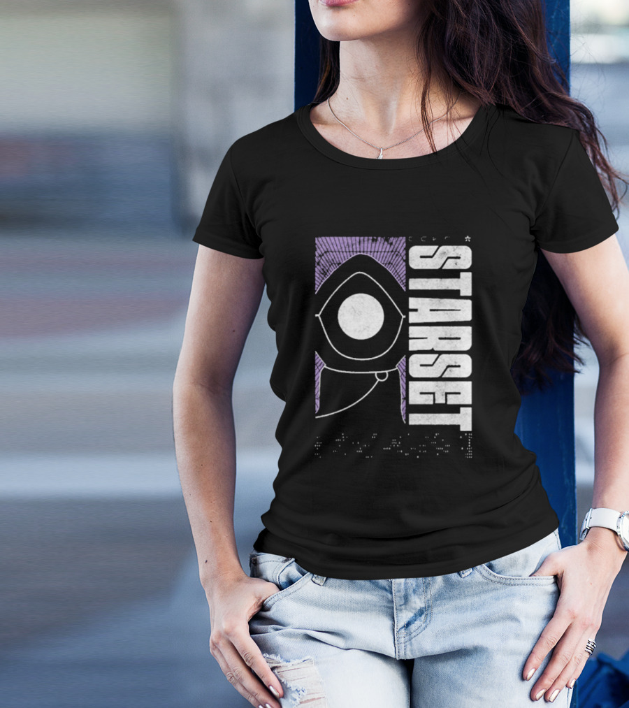 Starset Echo Purple Hooded Figure Bold White Text T-Shirt