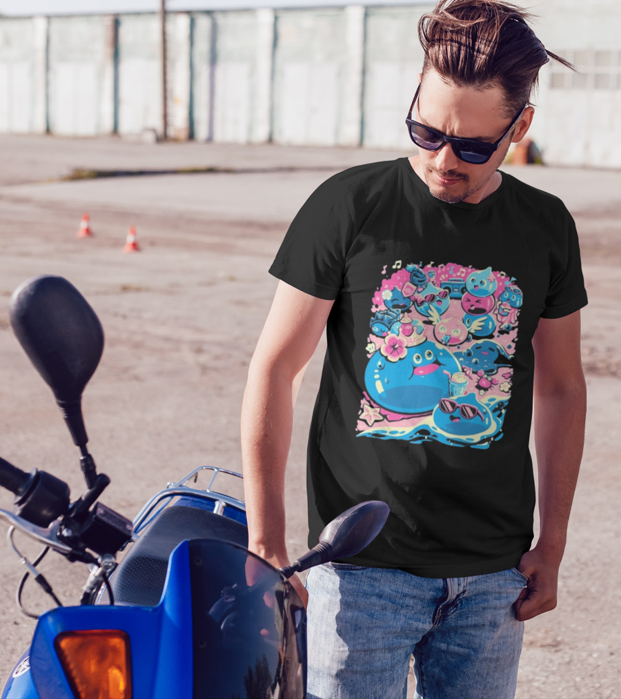 Summer Slimes Cute Blue And Pink Watercolor Style Festival Fun T-Shirt