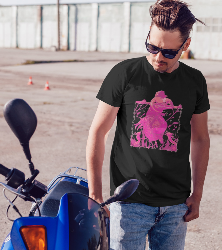 Ten Hundred Clever Girl Pink Dinosaur With Hat Underwater Artwork T-Shirt