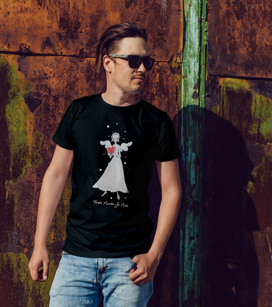 Tenshi Nanka Ja Nai Angel Illustration Holding Heart T-Shirt