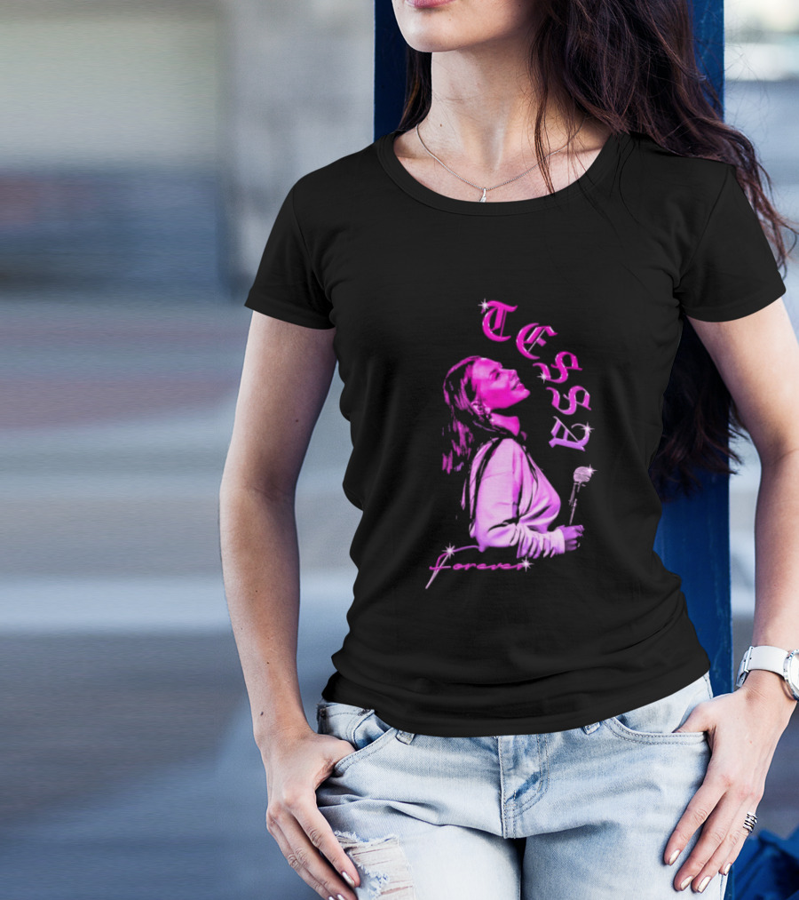 Tessa Forever Økologisk Pink Silhouette With Rose And Stars T-Shirt