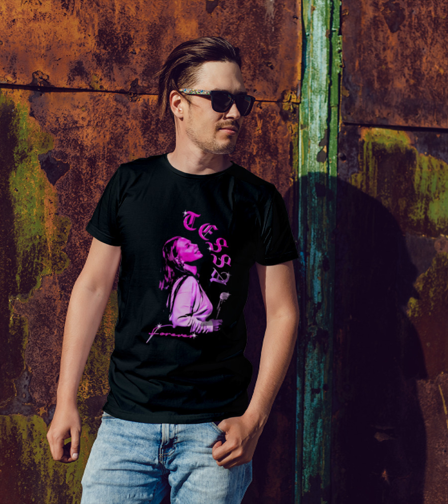 Tessa Forever Økologisk Pink Silhouette With Rose And Stars T-Shirt