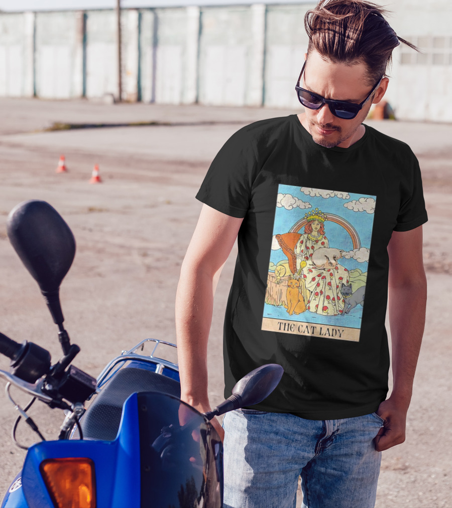 The Cat Lady Tarot Card Cats And Clouds Vintage Illustration T-Shirt