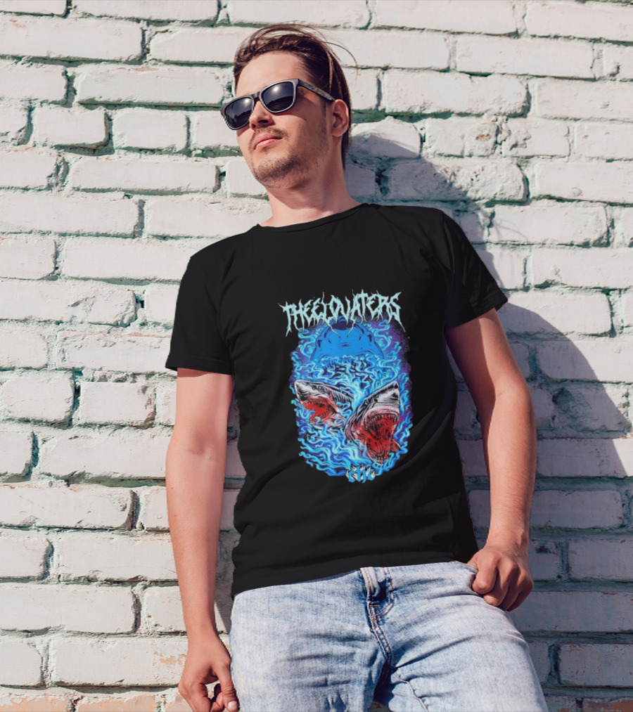The Elovaters Beware Of Sharks Electric Blue Fierce Shark Trio T-Shirt