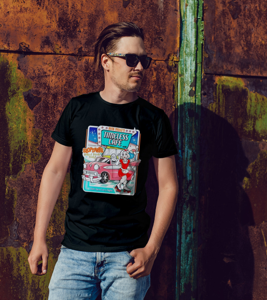 Kina Curvy's Timeless Cafe Sloptarts Baked Fresh Daily Wide Open Every Night Retro Diner Scene T-Shirt
