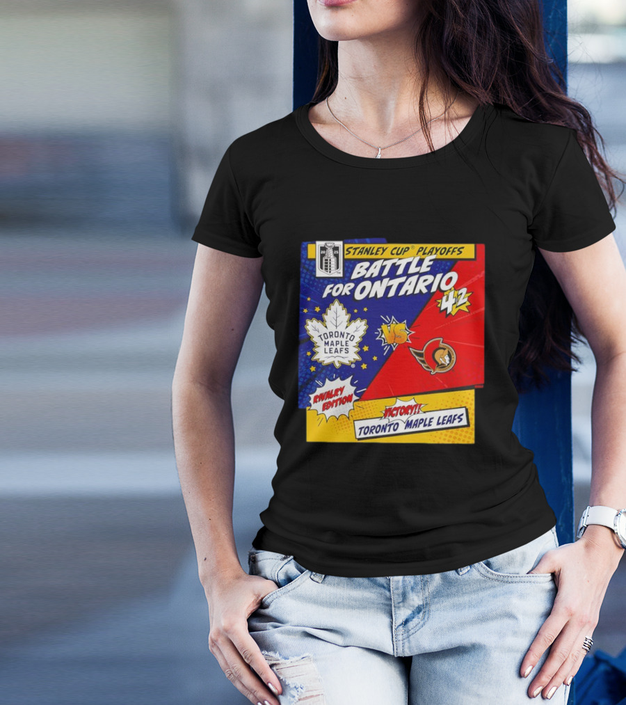 Stanley Cup Playoffs 2025 Battle For Ontario Toronto Maple Leafs Vs Ottawa Senators Rivalry Edition Victory 4-2 T-Shirt