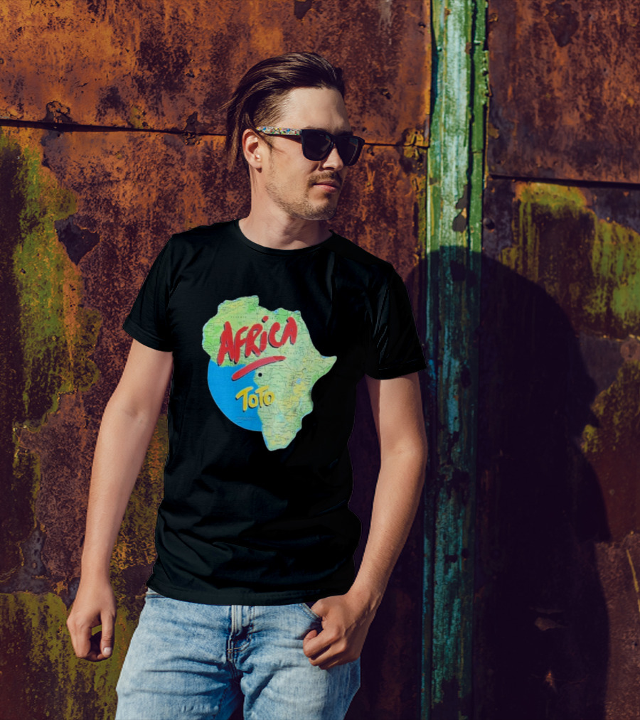 Toto Africa Map Shape With Record Design T-Shirt