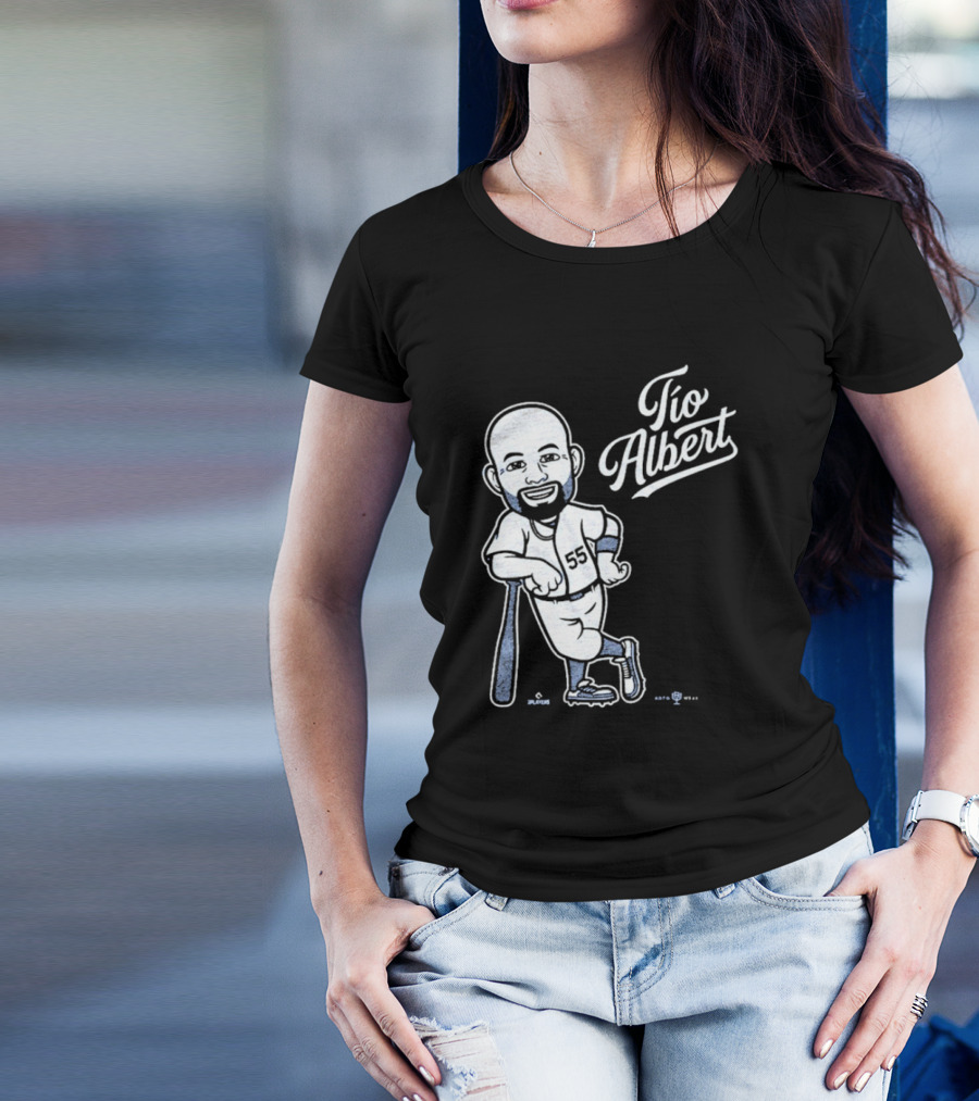 Tío Albert Baseball Player Cartoon With Bat And Number 55 T-Shirt