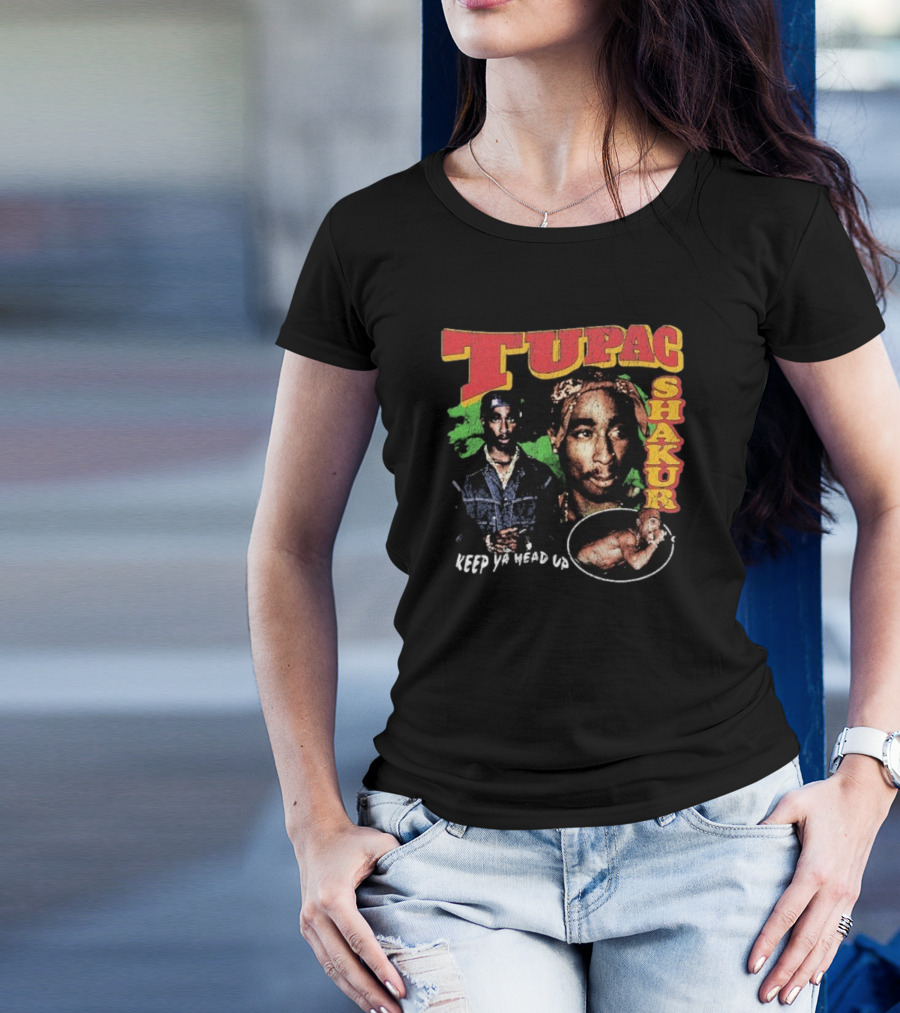 Tupac Shakur Keep Ya Head Up Vintage Collage 2PAC T-Shirt