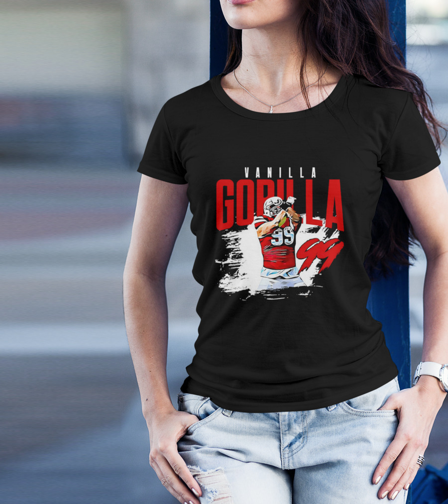 Vanilla Gorilla Number 99 Football Jersey Athlete Action Pose T-Shirt