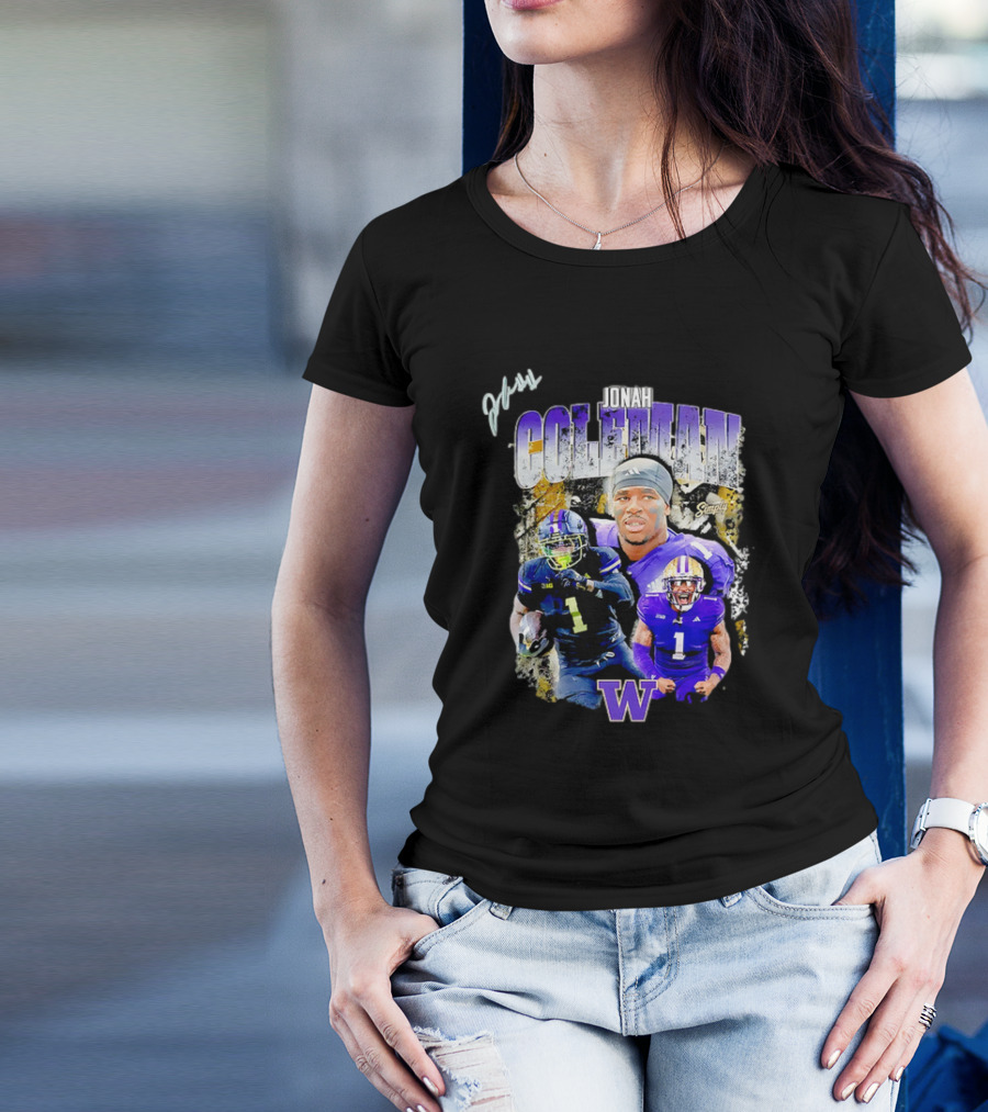 Jonah Coleman Washington Huskies Simply College Football W Player Signature T-Shirt