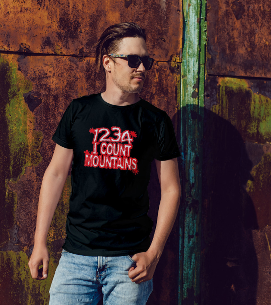 Water From Your Eyes 1234 I Count Mountains Red Text Bold Design T-Shirt