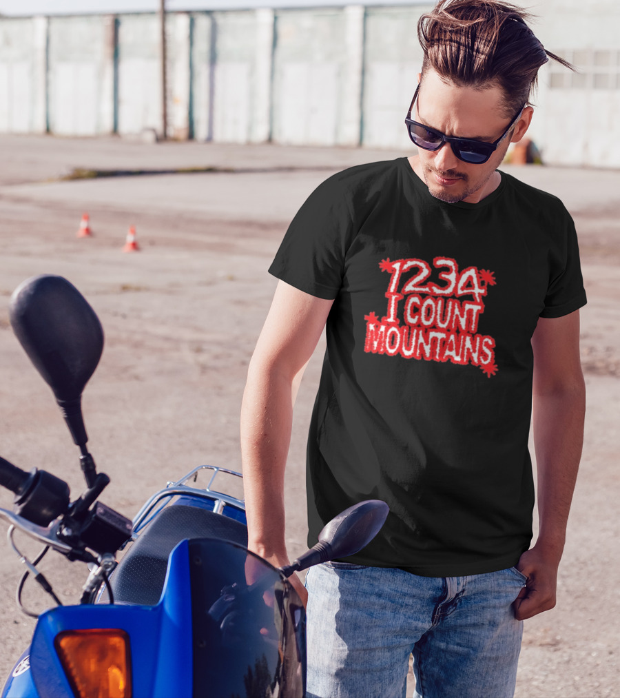 Water From Your Eyes 1234 I Count Mountains Red Text Bold Design T-Shirt
