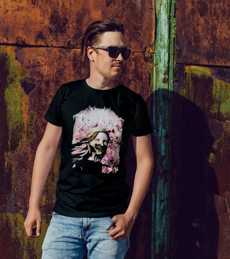 Within Destruction Yokai Cherry Blossoms Masked Face Design T-Shirt