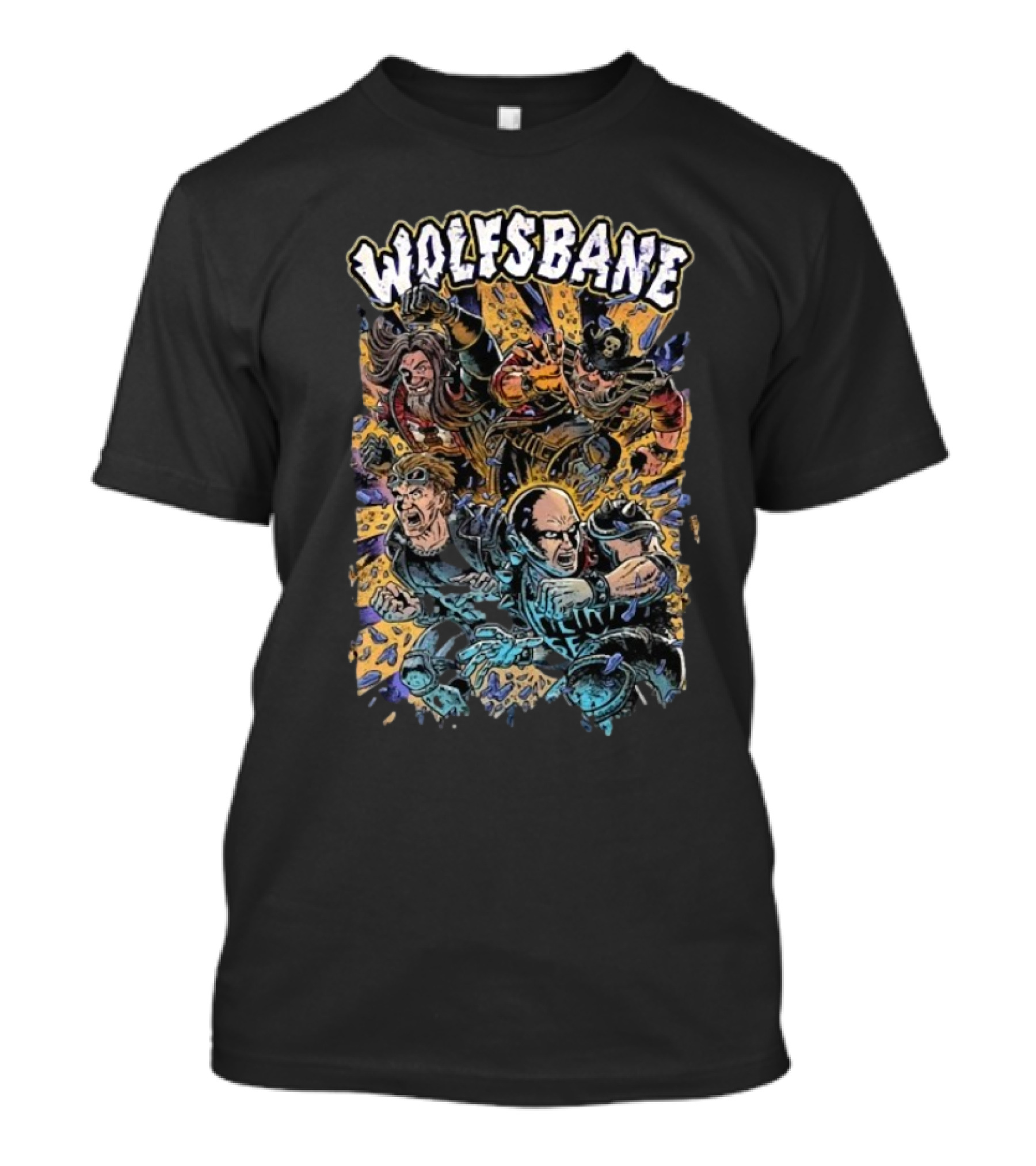 Wolfsbane Comic Style Band Members In Action T-Shirt