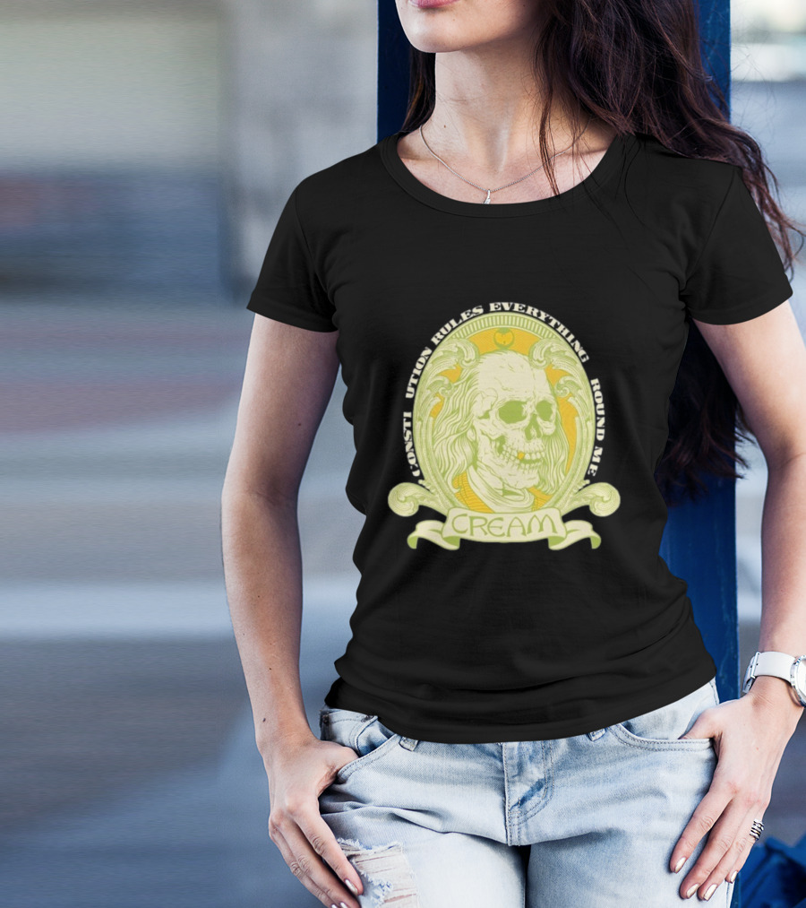 Wu-Tang Clan Constitution Rules Everything Around Me Skull Cream T-Shirt