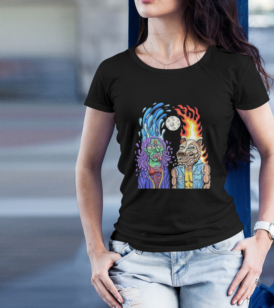 Zao Mother Father Surreal Alien Zombie Werewolf Battle Fire Water Psycho De Mayo Clown Moon Art T-Shirt