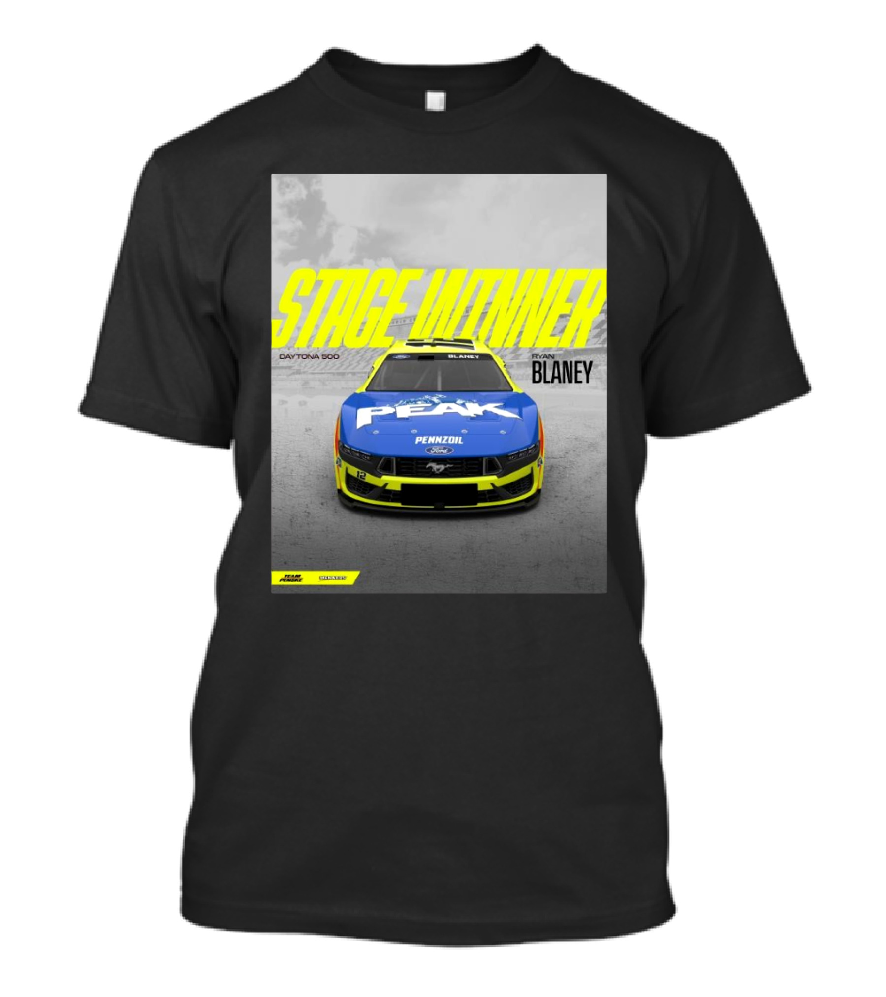 Stage Winner Daytona 500 Ryan Blaney Peak Pennzoil Ford Mustang Team Penske T-Shirt