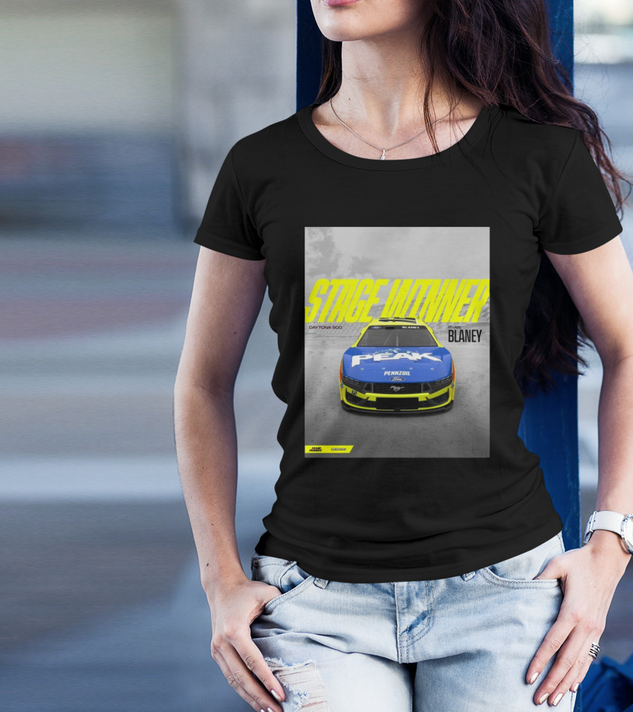 Stage Winner Daytona 500 Ryan Blaney Peak Pennzoil Ford Mustang Team Penske T-Shirt