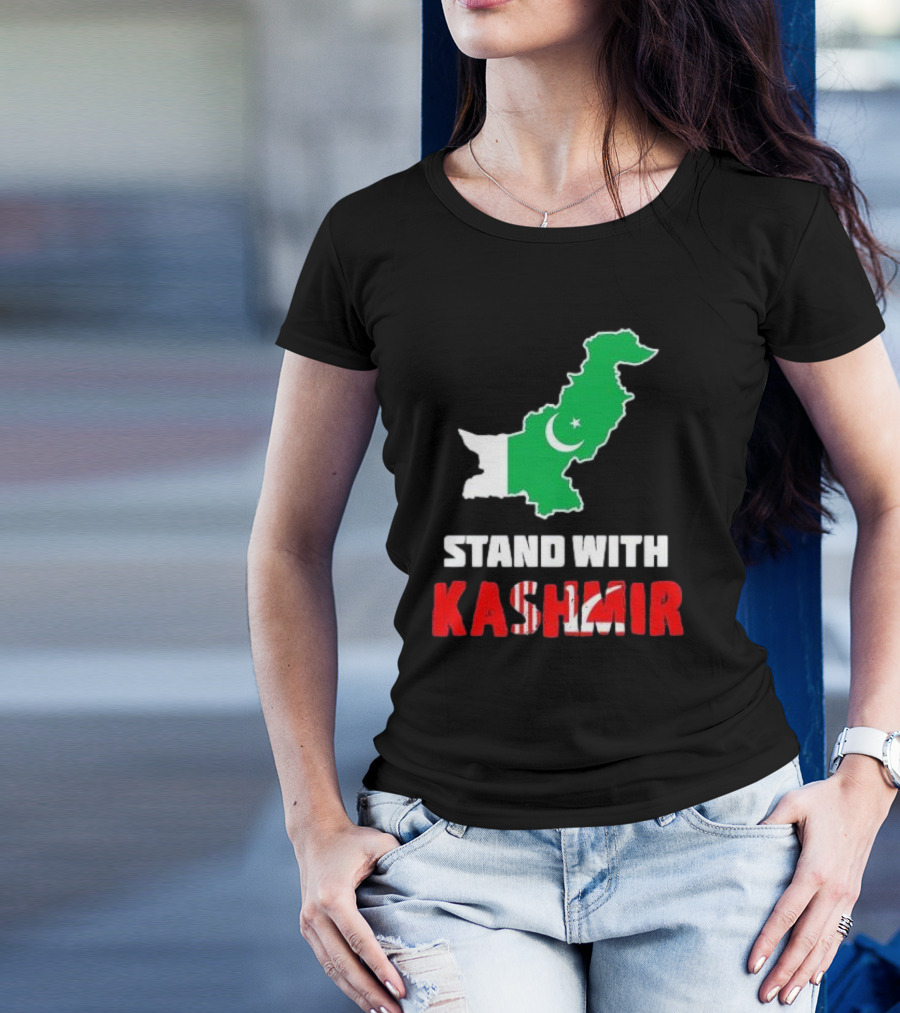 Stand With Kashmir Pakistan Map Patriotic Support T-Shirt