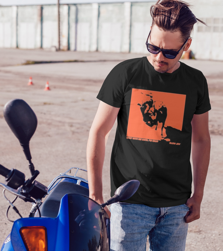 Stay With Me Until I’m Okay Slow Joy Black And Red Portrait T-Shirt