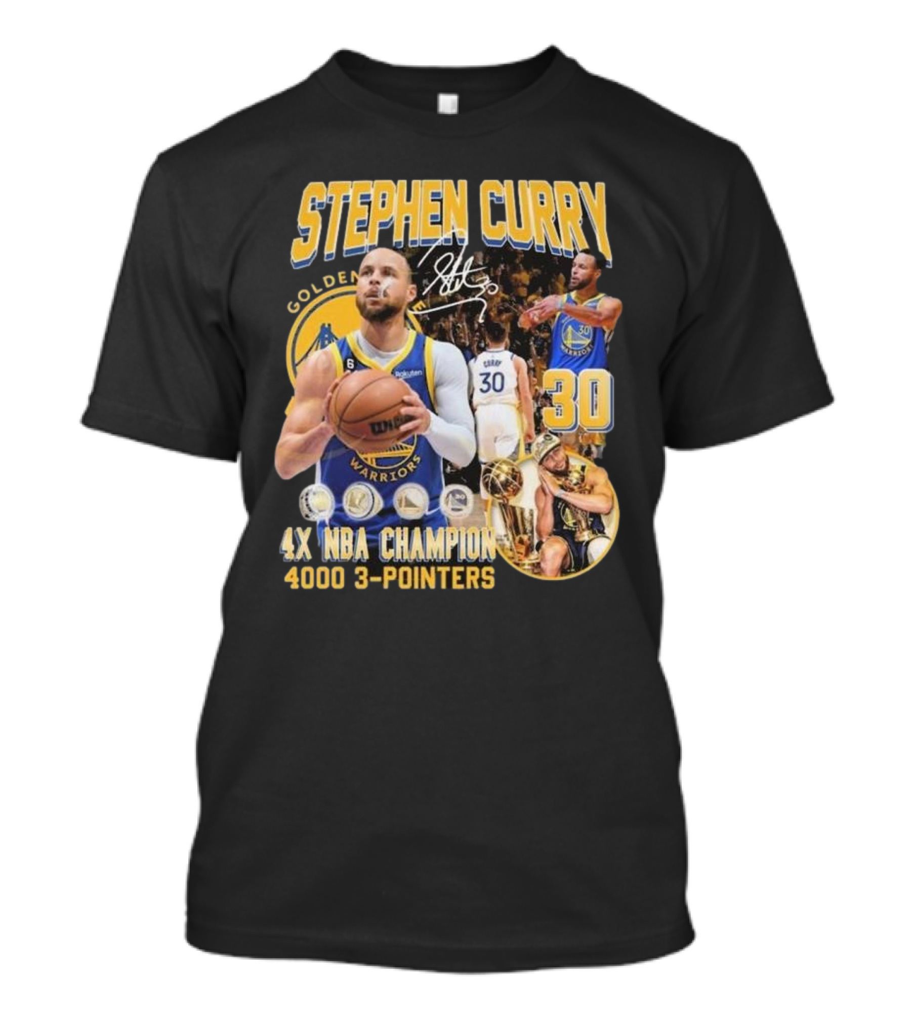 Stephen Curry Golden State Warriors 4X NBA Champion 4000 3-Pointers Signature 30 T-Shirt