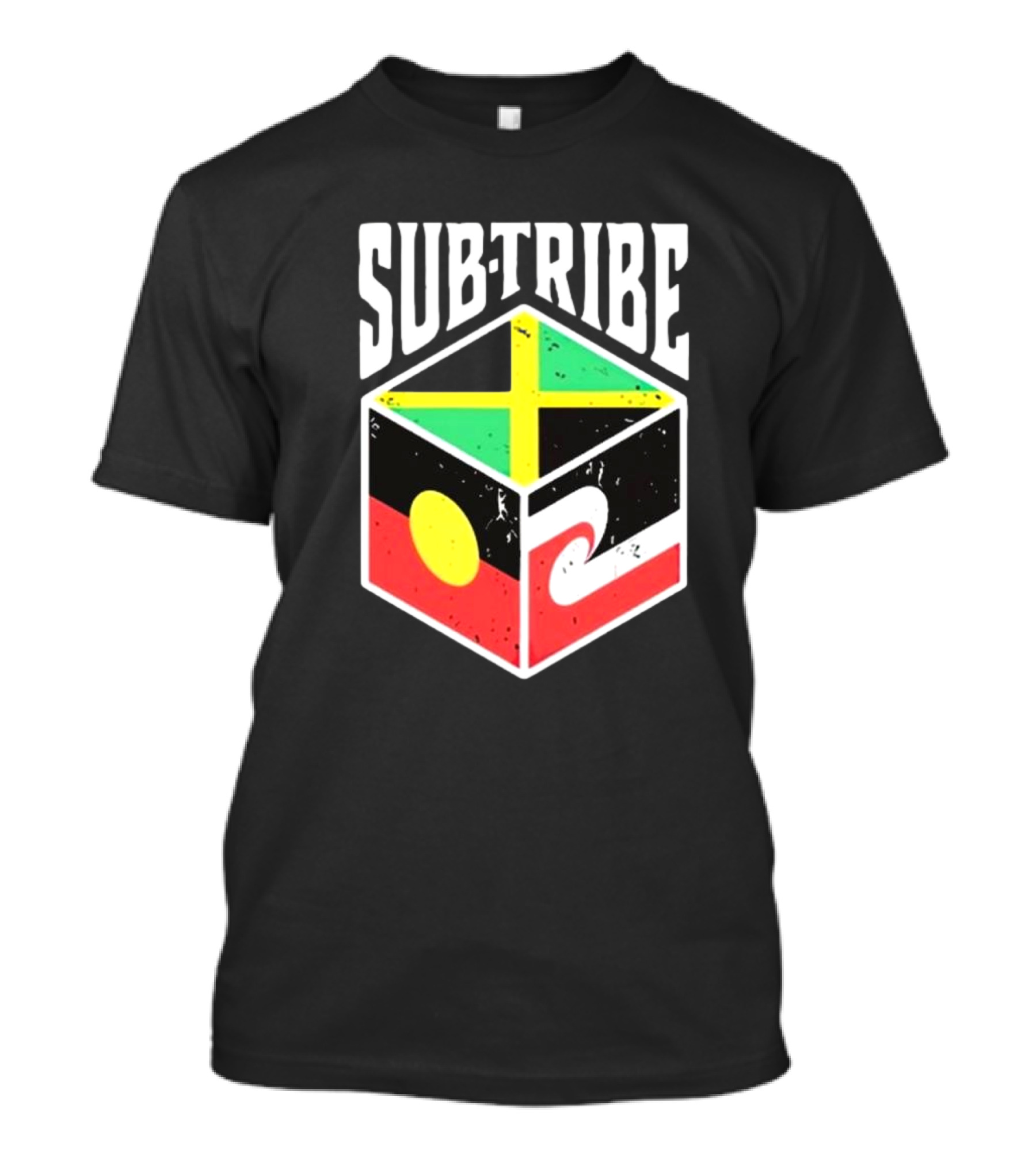 SUB-TRIBE Flag Cube With Aboriginal Jamaica Maori Colors T-Shirt