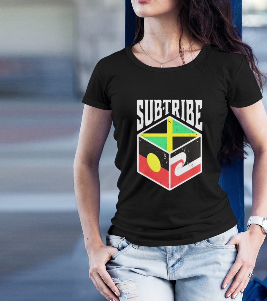 SUB-TRIBE Flag Cube With Aboriginal Jamaica Maori Colors T-Shirt