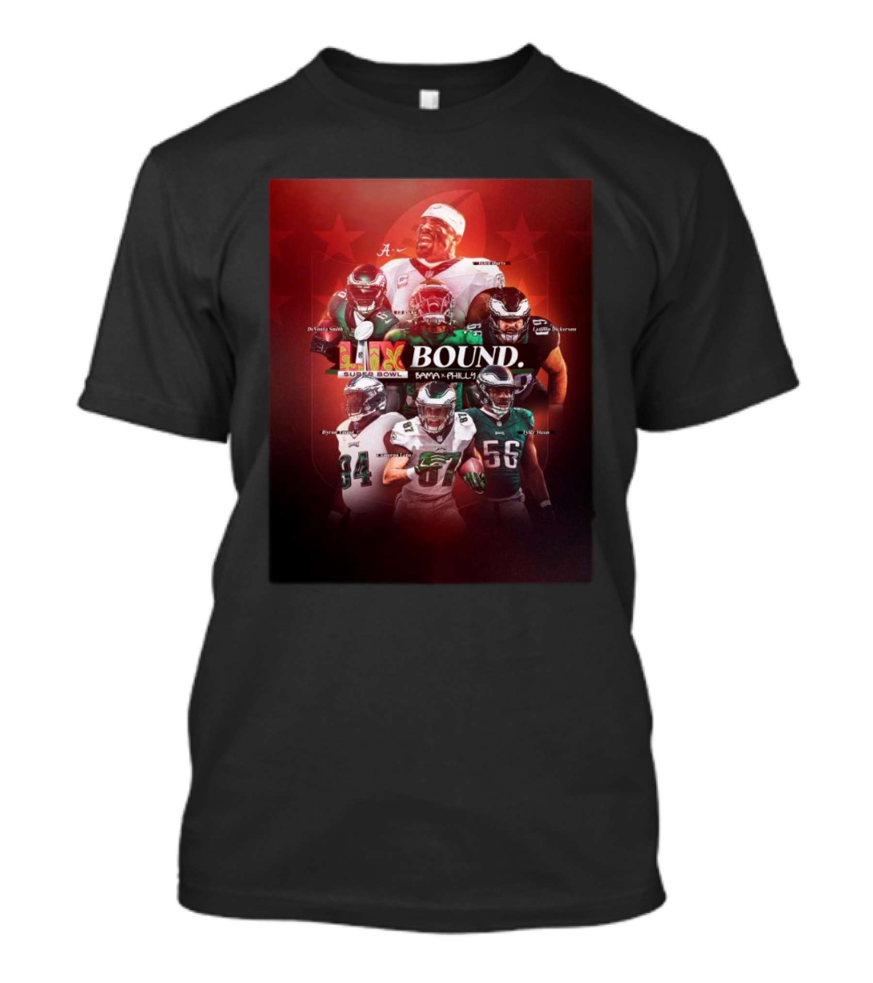 Super Bowl LIX Bound Bama X Philly Jalen Hurts DeVonta Smith Eli Ricks Landon Dickerson Nakobe Dean Brian Branch New T-Shirt