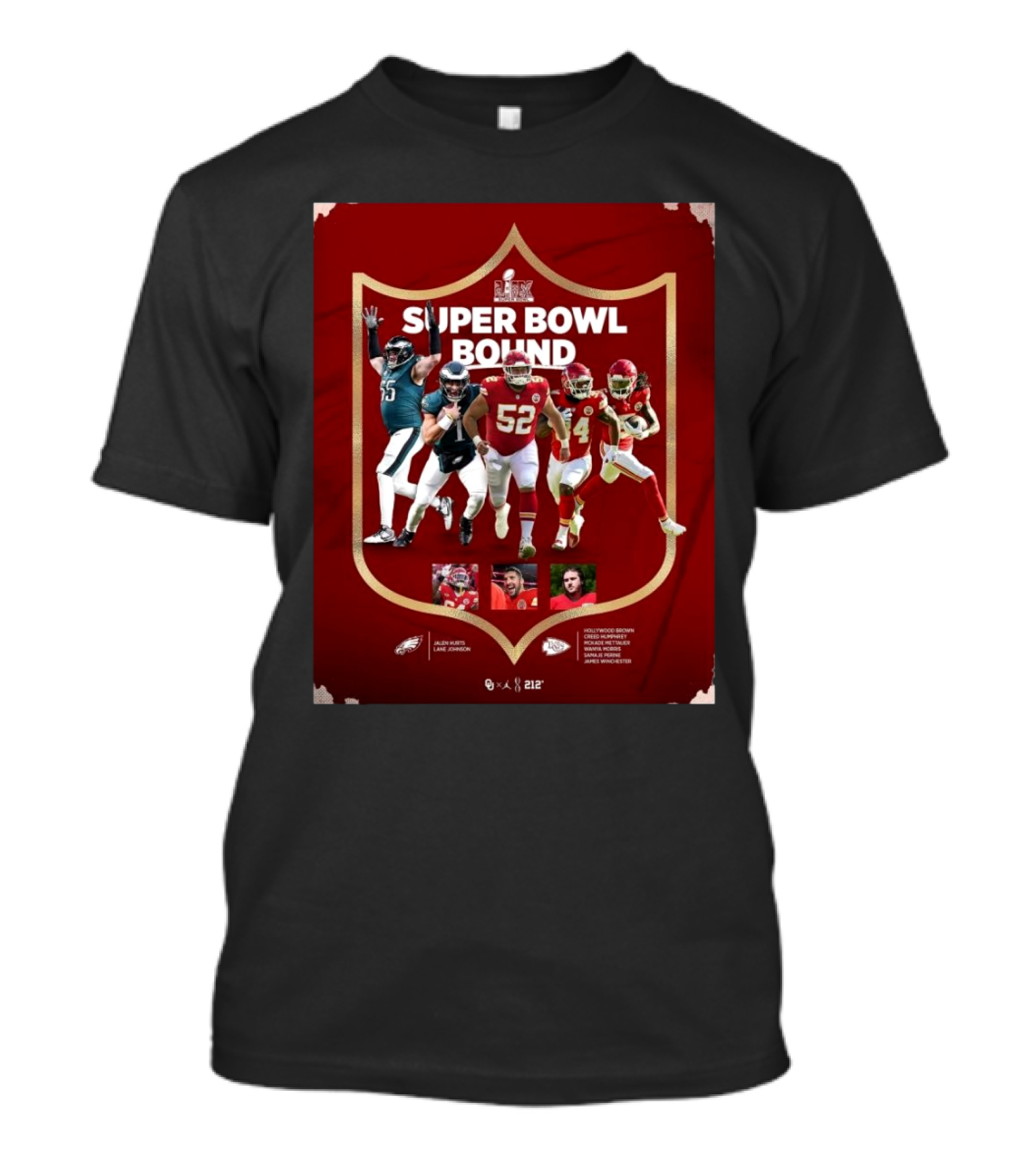 Super Bowl Bound Jalen Hurts Lane Johnson Hollywood Brown Creed Humphrey Oklahoma Sooners Eagles Chiefs T-Shirt