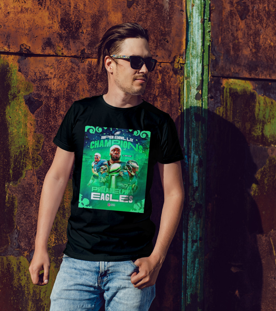 Super Bowl LIX Champions Philadelphia Eagles Players City Skyline NFL Africa T-Shirt