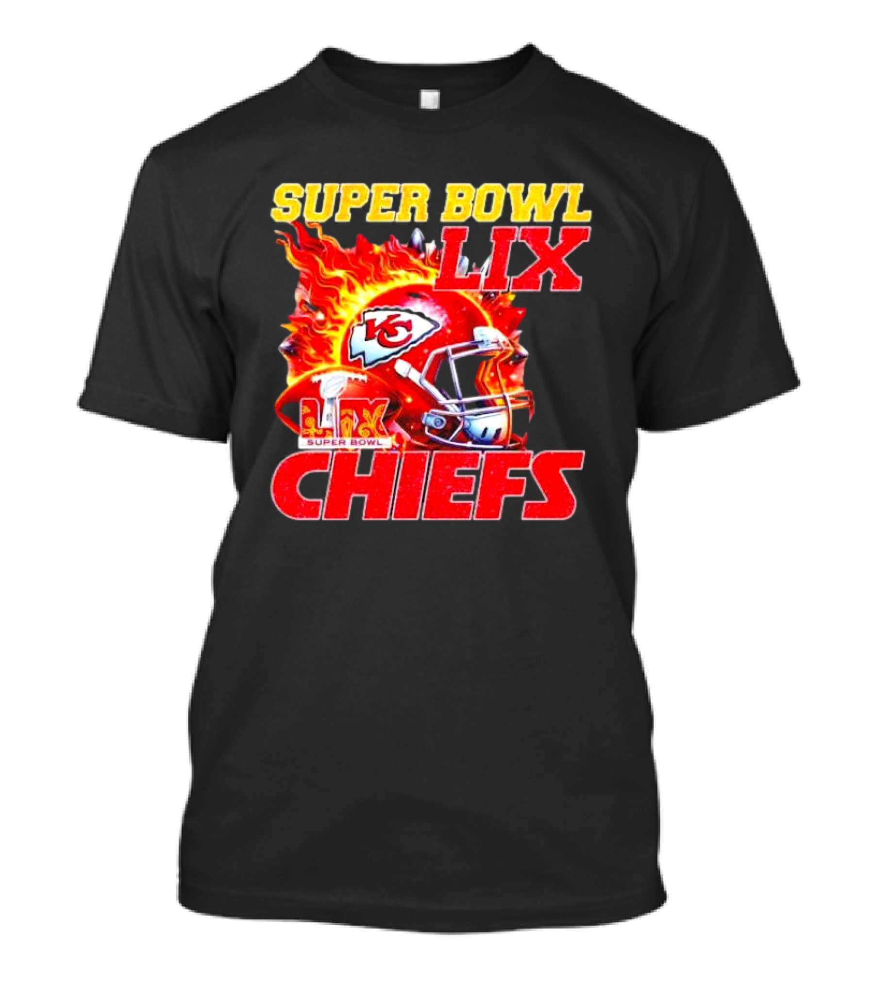 Super Bowl LIX Kansas City Chiefs Flaming Helmet Chiefs T-Shirt