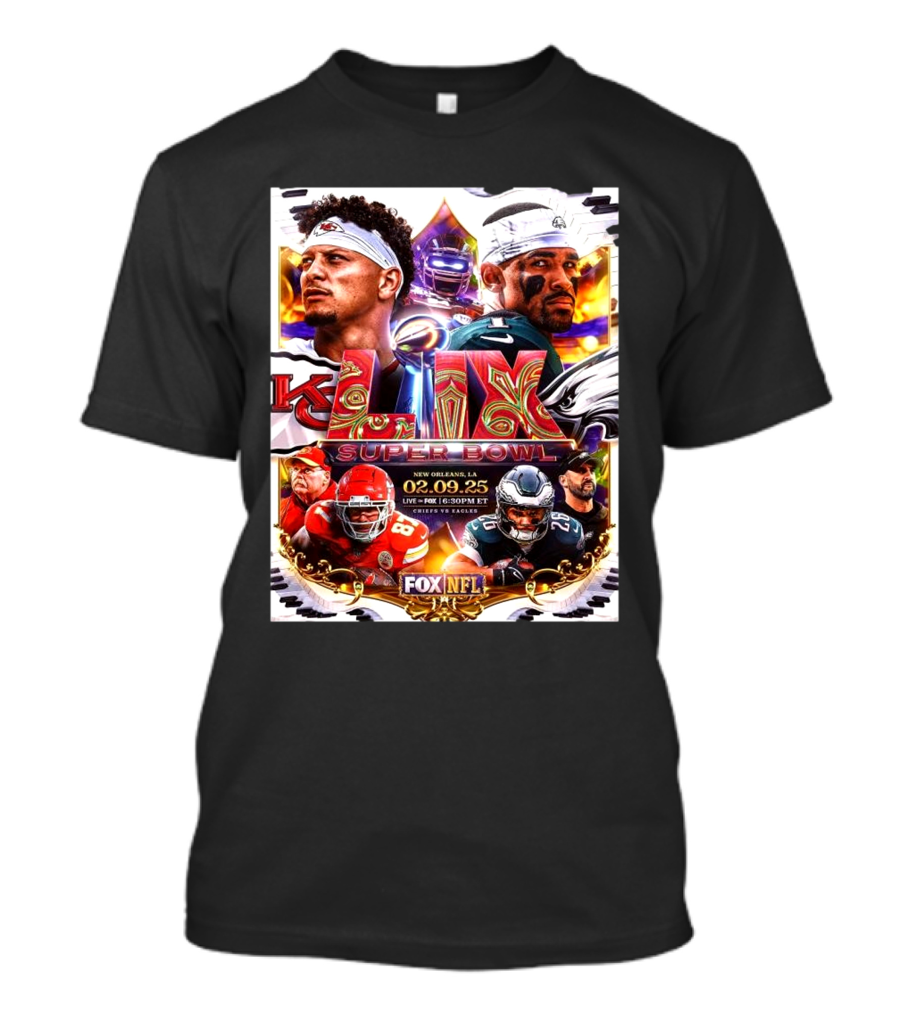 Super Bowl LIX Chiefs Vs Eagles New Orleans 02-09-25 Fox NFL T-Shirt