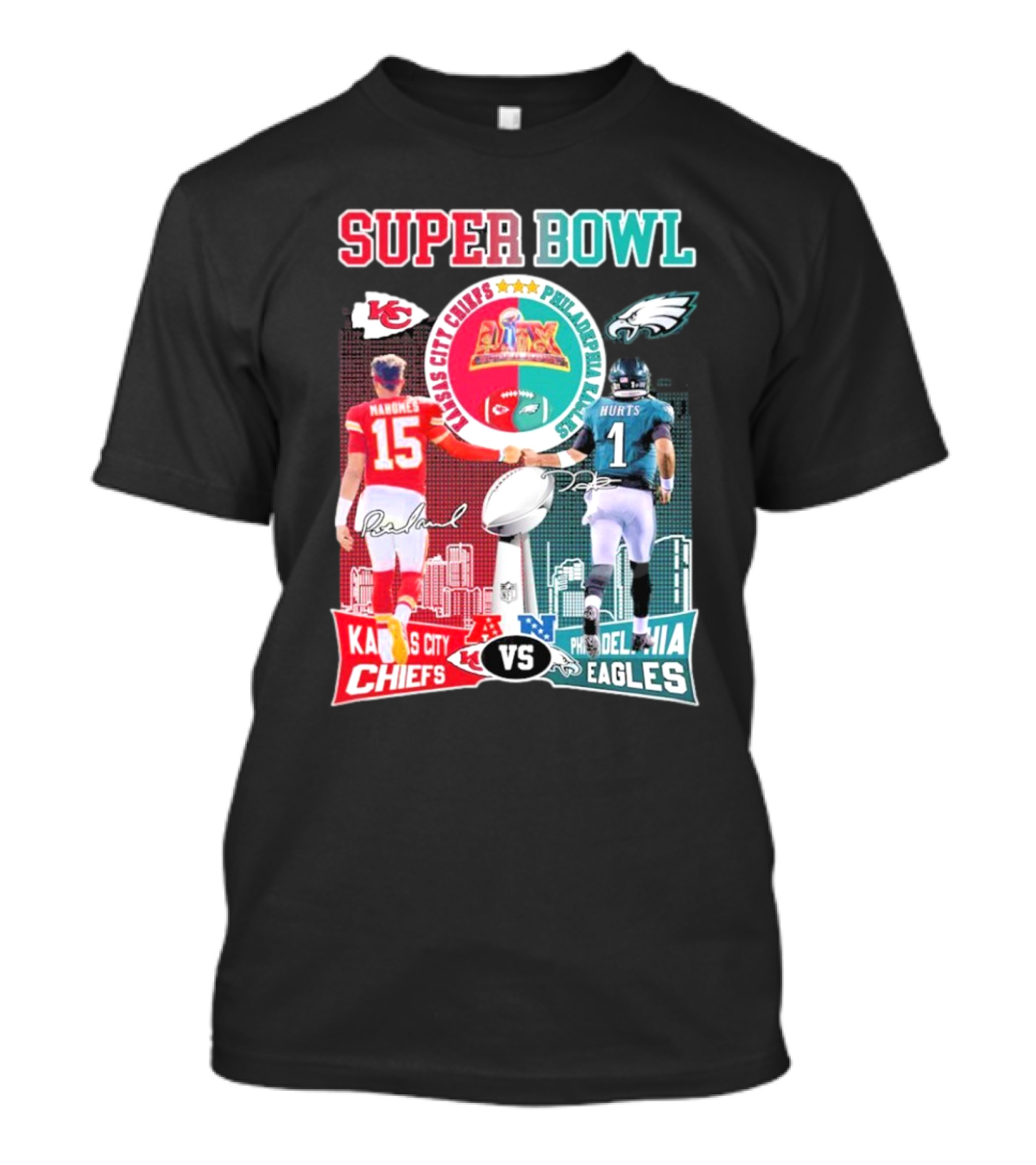 Super Bowl LIX Kansas City Chiefs Patrick Mahomes Vs Philadelphia Eagles Jalen Hurts T-Shirt