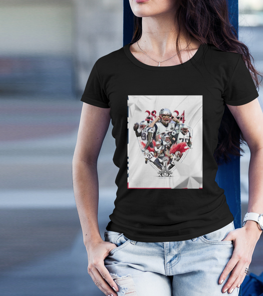 "Super Bowl XLIX February 1 2025 New England Patriots Win 28-24 Over Seattle Seahawks Anniversary" T-Shirt
