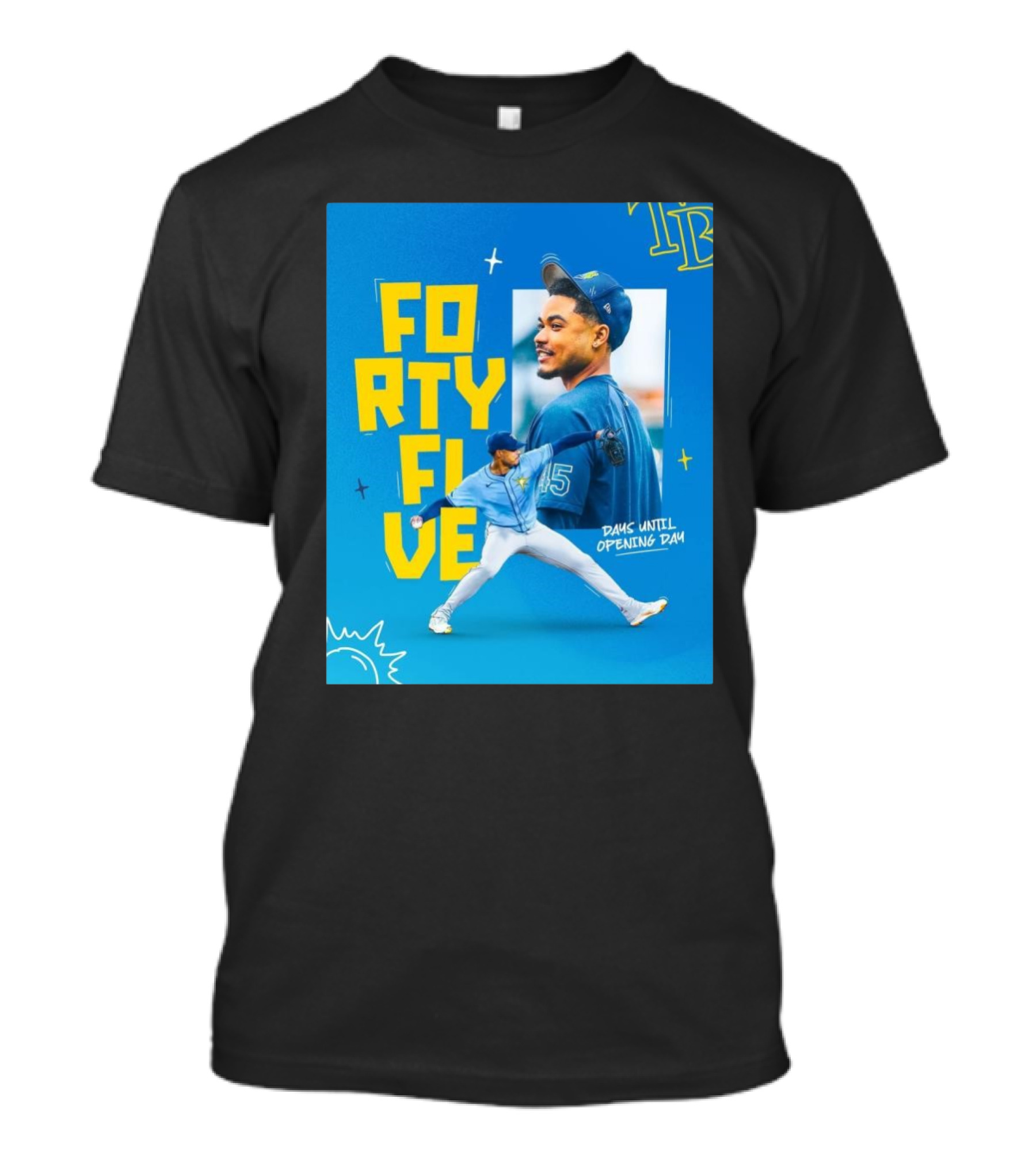 Tampa Bay Rays Taj Bradley Forty Five Days Until Opening Day T-Shirt
