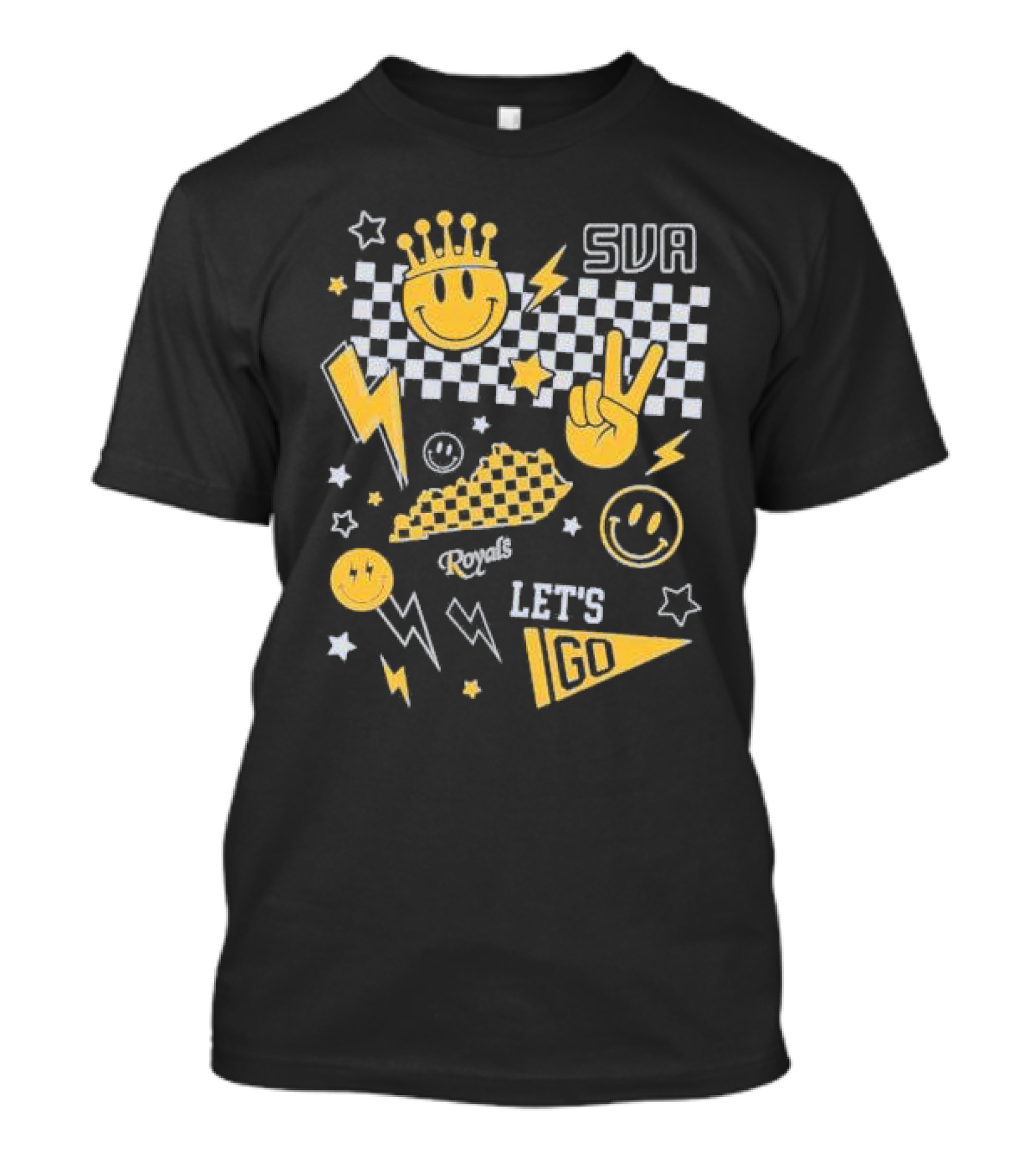 SVA Let's Go Smiley Face Peace Sign Lightning Stars Summit View Academy T-Shirt