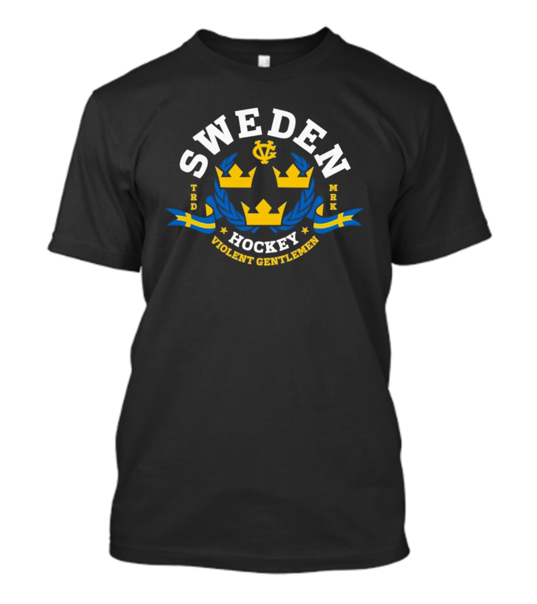Sweden Tre Kronor Hockey Violent Gentlemen Blue Yellow Crest T-Shirt
