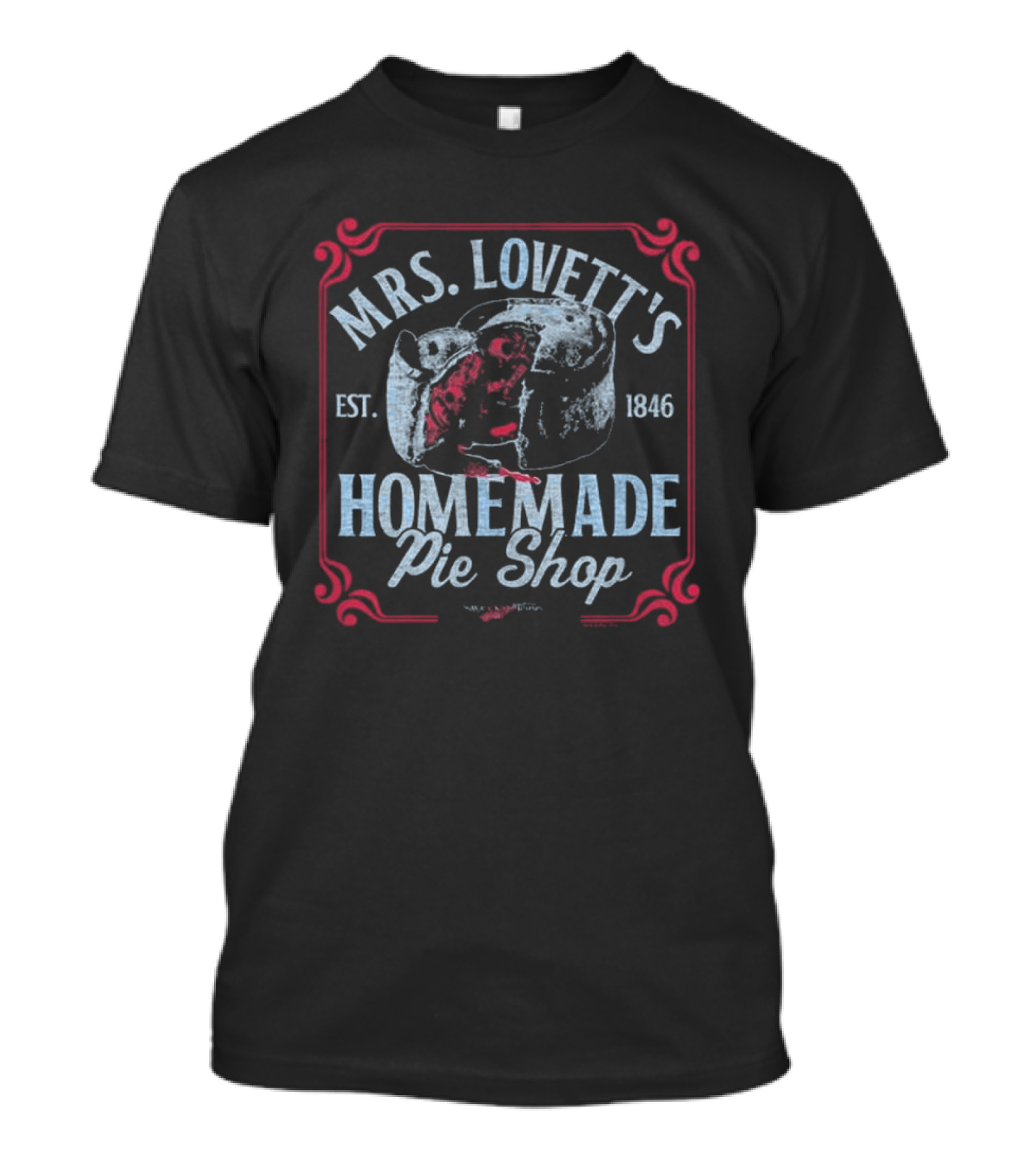Mrs Lovett's Homemade Pie Shop Est 1846 Sweeney Todd T-Shirt