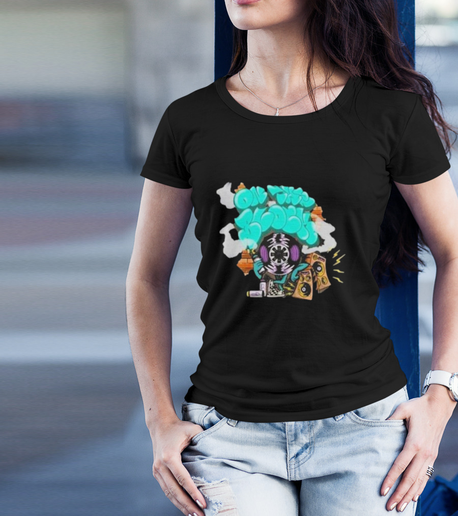 Old This Block Graffiti Tape Art With Speakers And Lightning T-Shirt