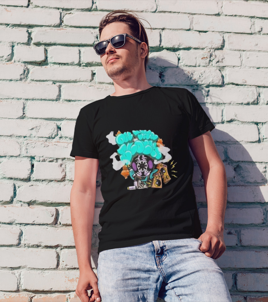 Old This Block Graffiti Tape Art With Speakers And Lightning T-Shirt
