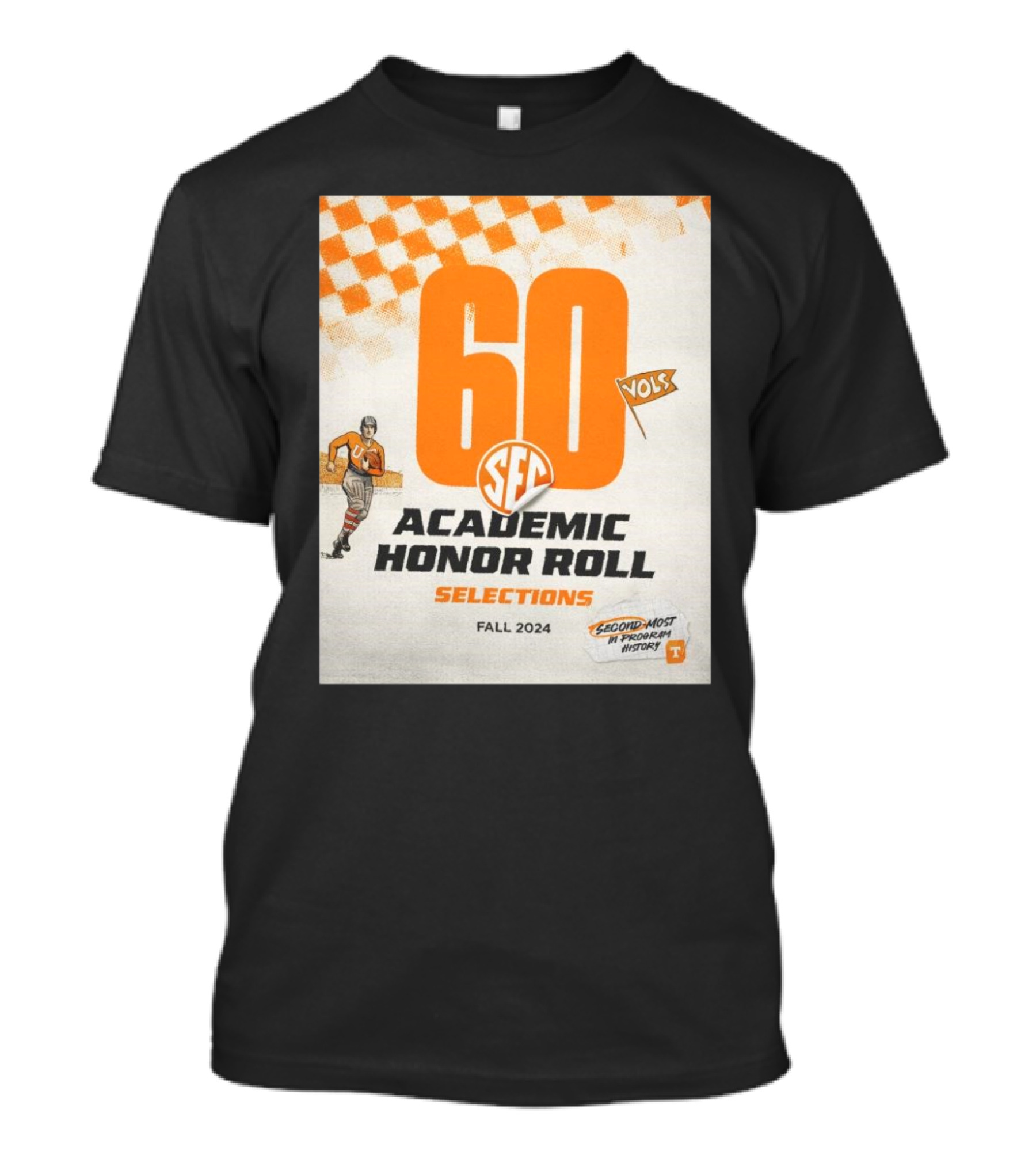 Tennessee Vols Football 60 SEC Academic Honor Roll Selections Fall 2024 T-Shirt