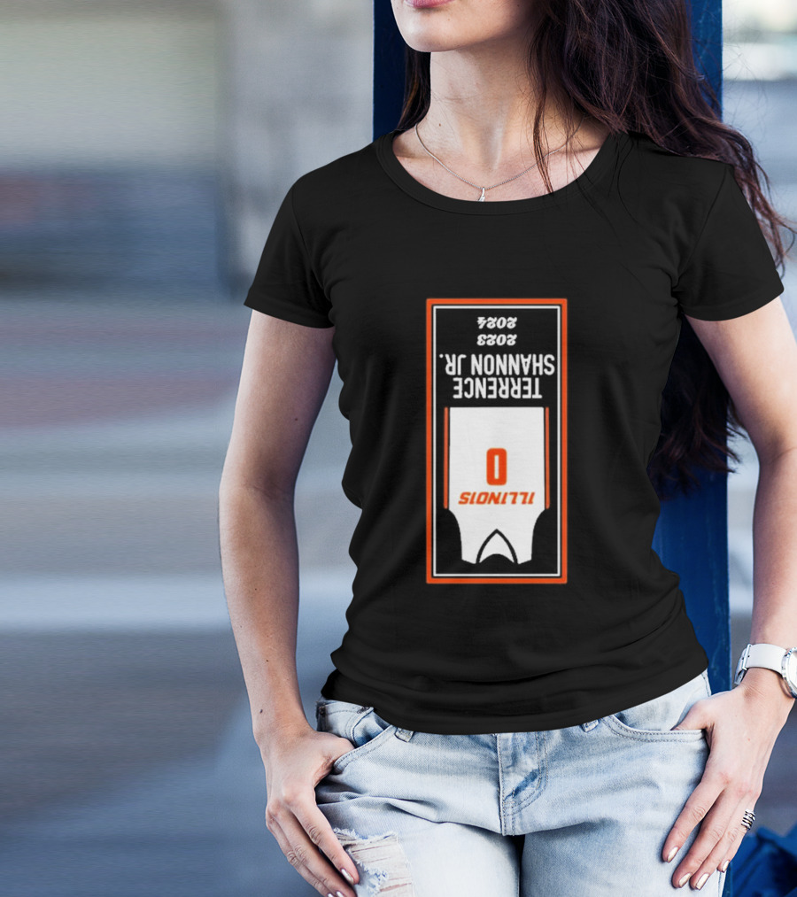 2023 Terrence Shannon Jr Illini Number 0 Upside Down Banner T-Shirt