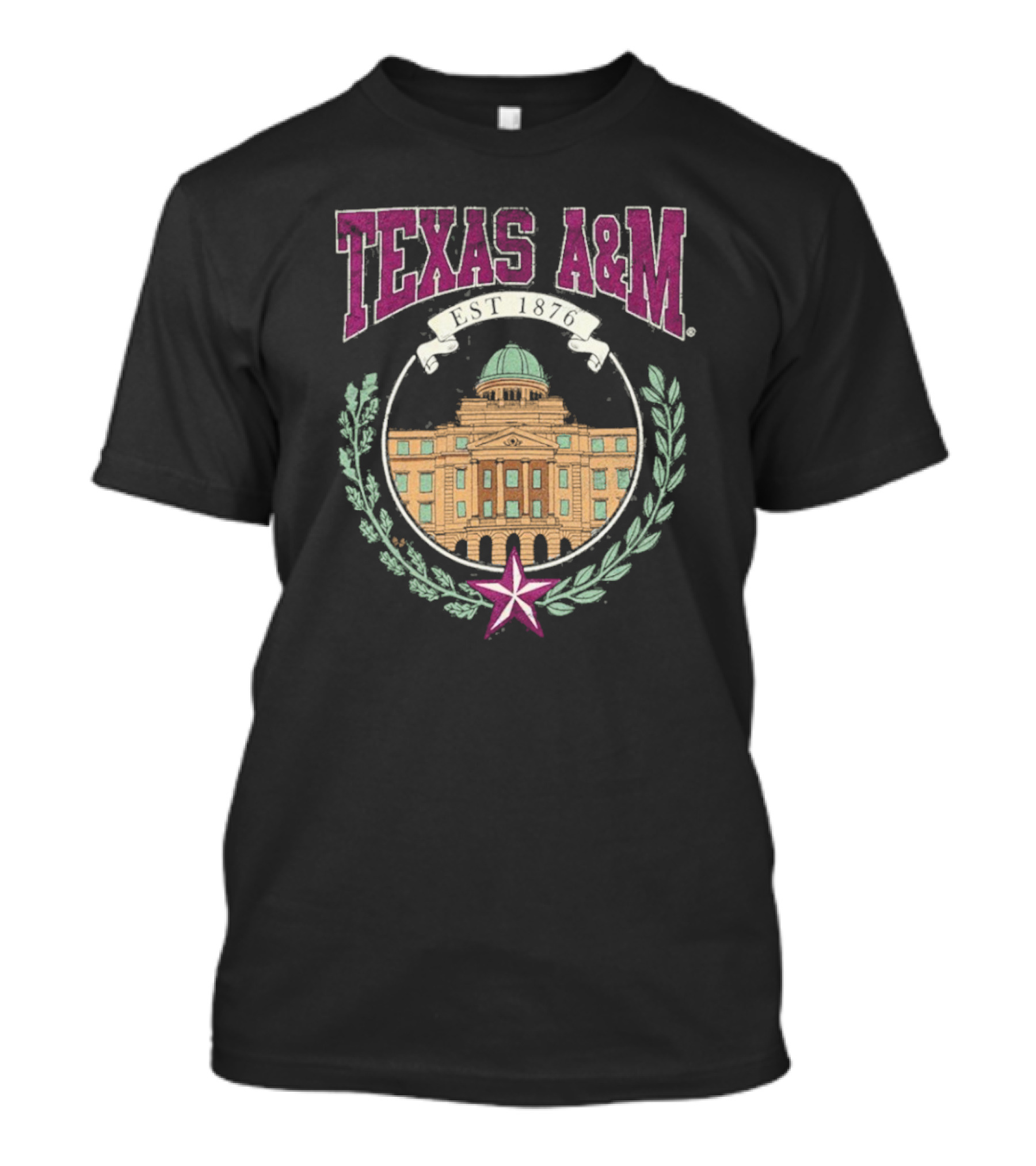 Texas A&M Academic Building Icon With Purple Star And Laurel Wreath T-Shirt