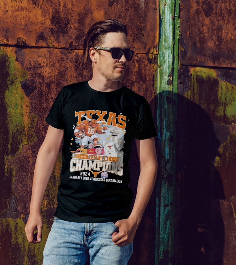 Texas Longhorns Peach Bowl Champions 2024 January 1 Mercedes-Benz Stadium T-Shirt