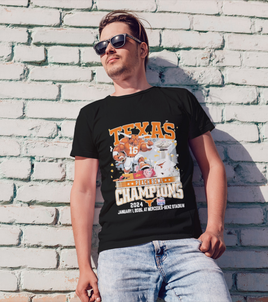 Texas Longhorns Peach Bowl Champions 2024 January 1 Mercedes-Benz Stadium T-Shirt