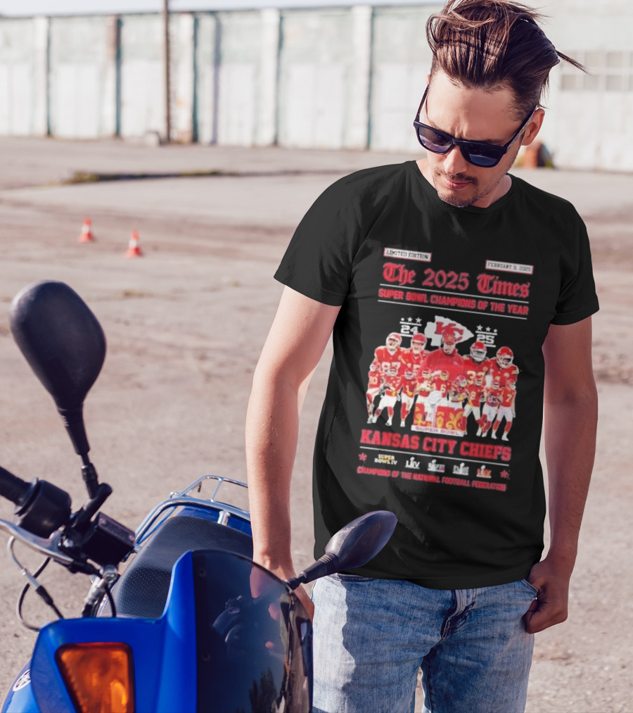 The 2025 Times Super Bowl Champions Kansas City Chiefs Football Celebration T-Shirt