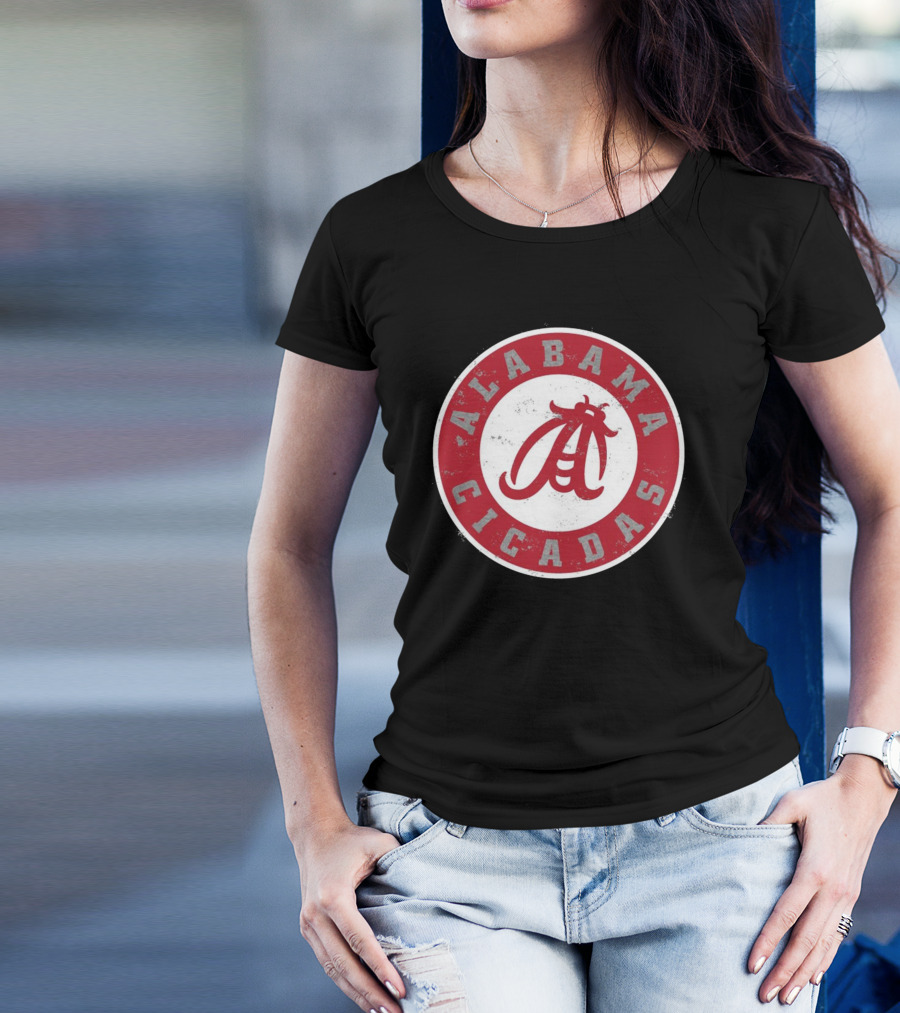 Alabama Cicadas Team Red Emblem With Stylized Bug T-Shirt