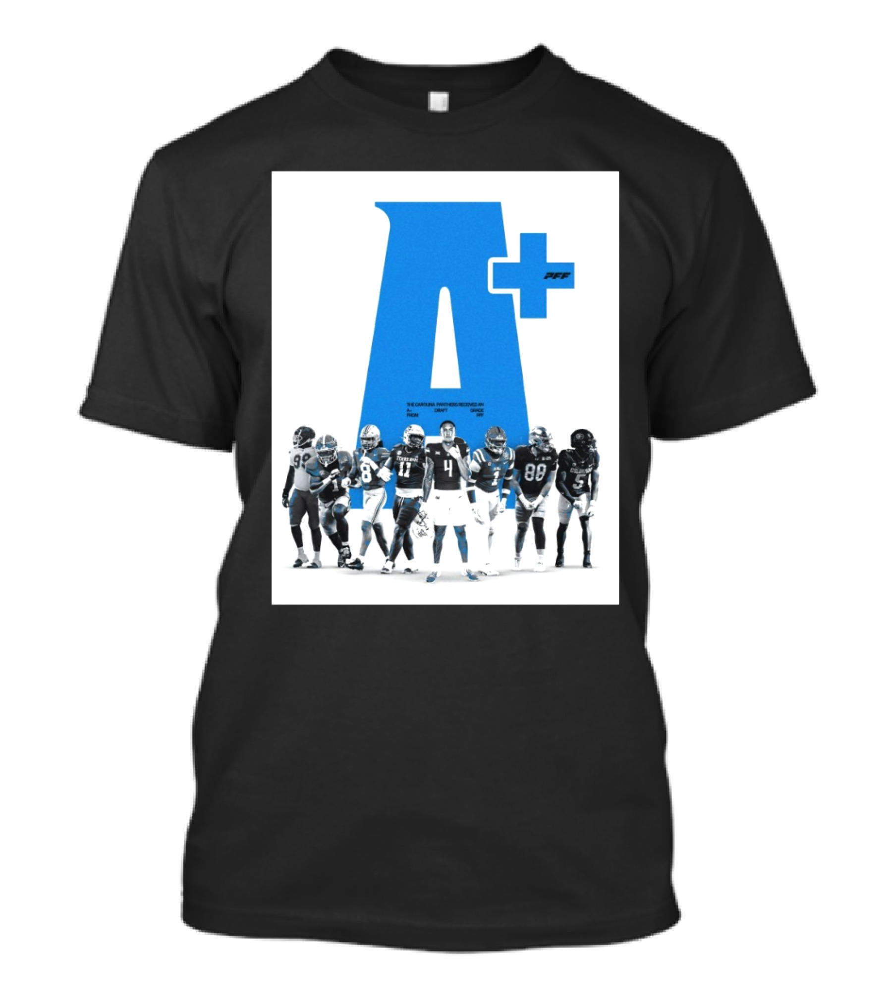 The Carolina Panthers A+ Draft Grade PFF Cam Jackson Lathan Ransom T-Shirt