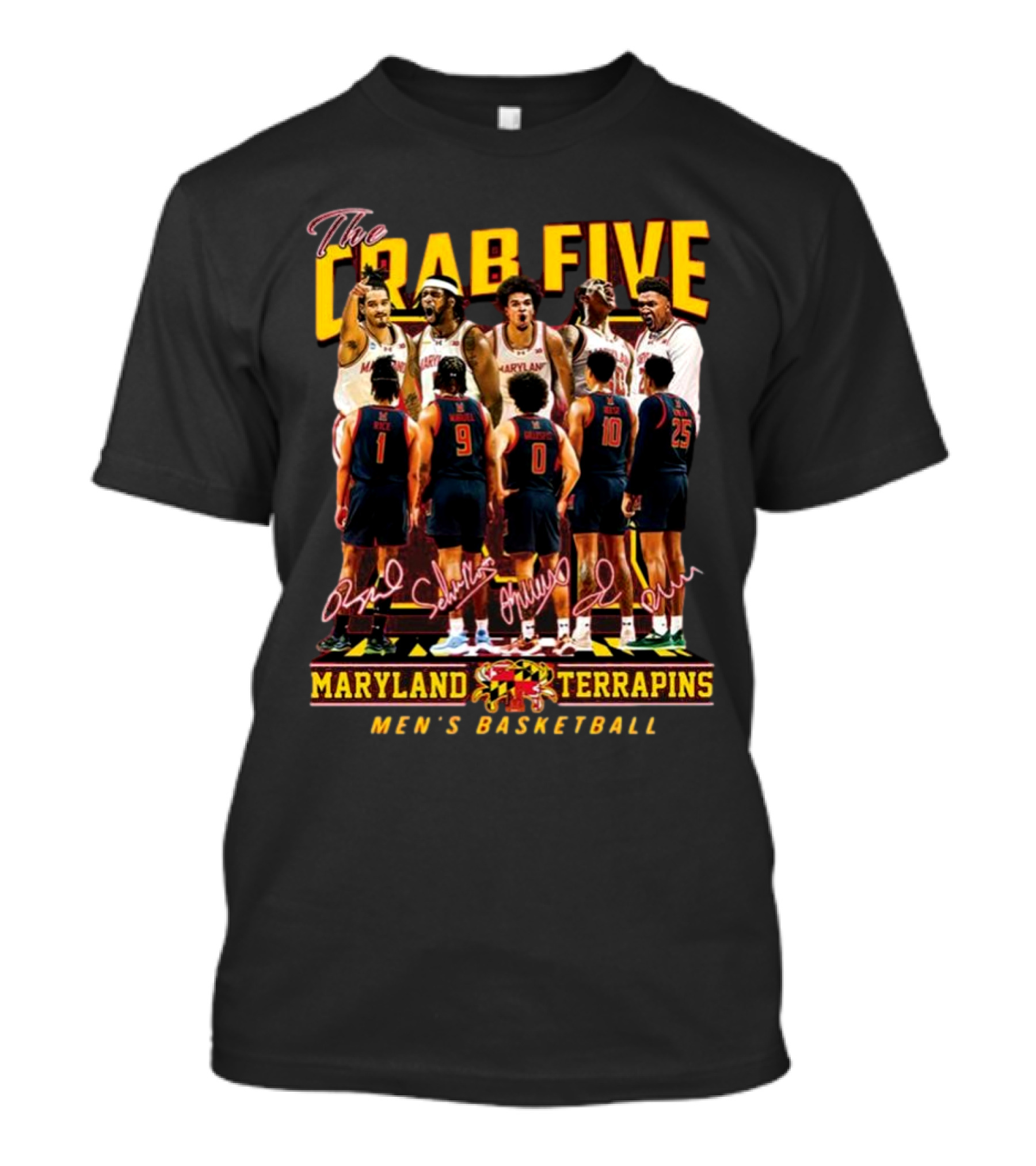 The Crab Five Maryland Terrapins Basketball Players Signatures T-Shirt
